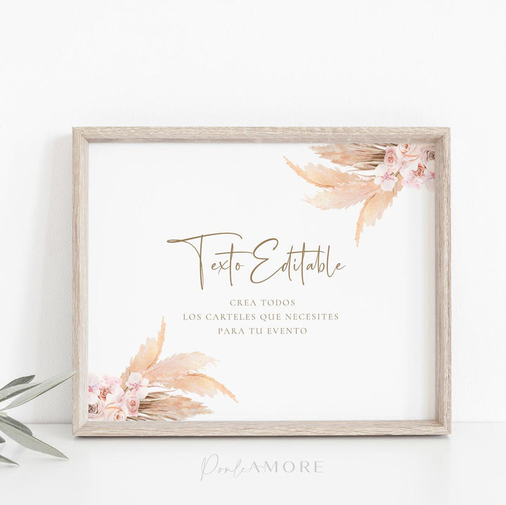 Carteles Personalizados Boho Pampas freeshipping - Ponle Amore