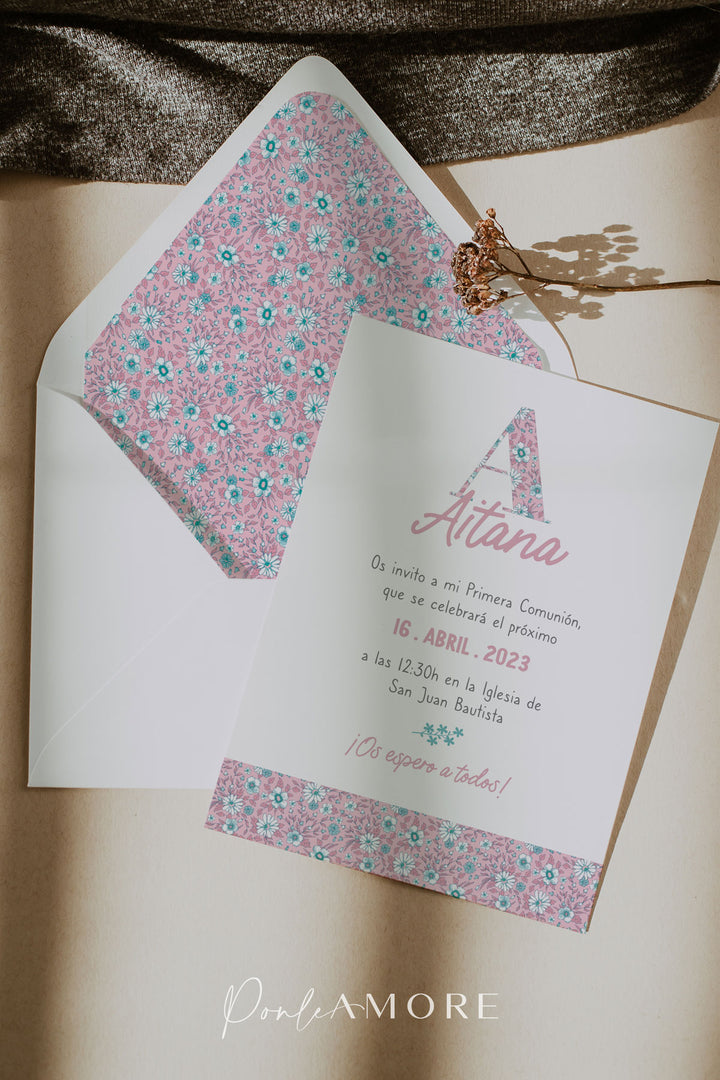 Invitación Estampado Floral Rosa