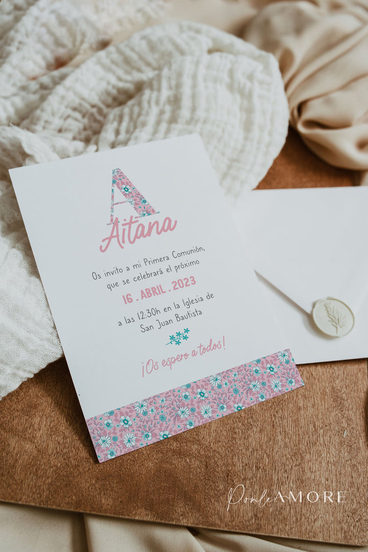 Invitación Estampado Floral Rosa