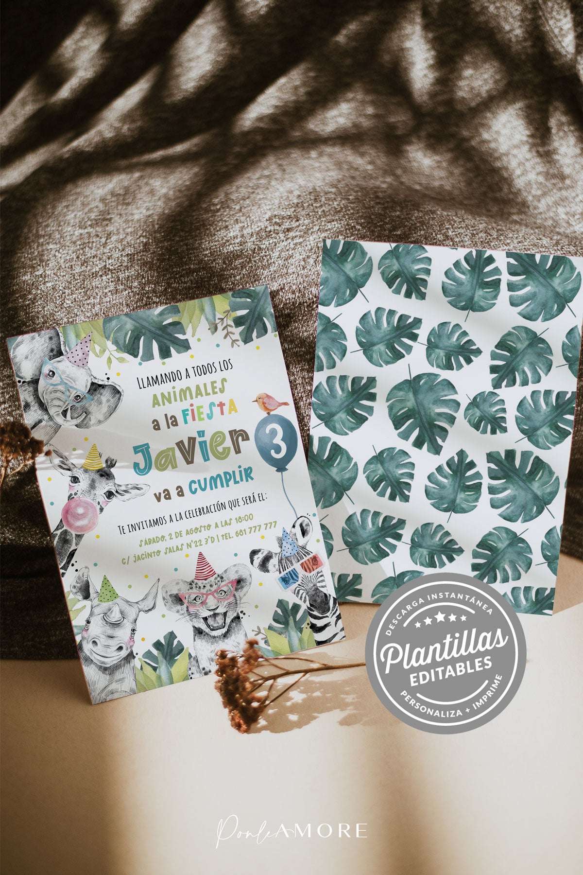 Jungle Safari Bebé Ducha Invitación Con León, Mono, Cebra Y Jirafa / Jungle  Animales Bebé Ducha Invitar -, image size:1200x1800