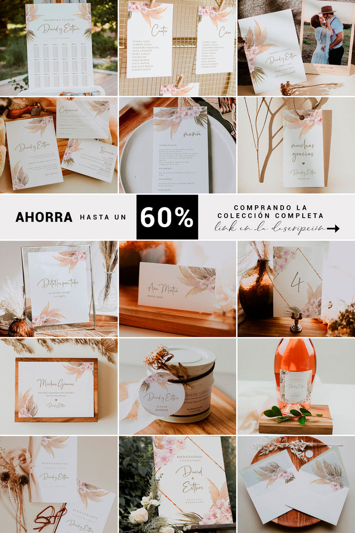 Carteles Personalizados Boho Pampas freeshipping - Ponle Amore