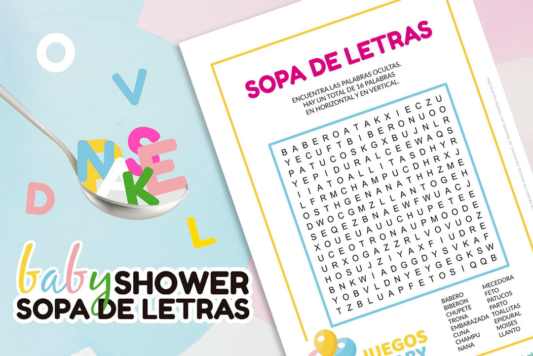 Sopa de Letras para Baby Shower | GRATIS para Imprimir