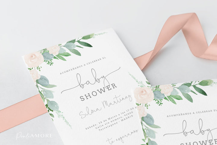 Set Invitación Baby Shower Flores freeshipping - Ponle Amore