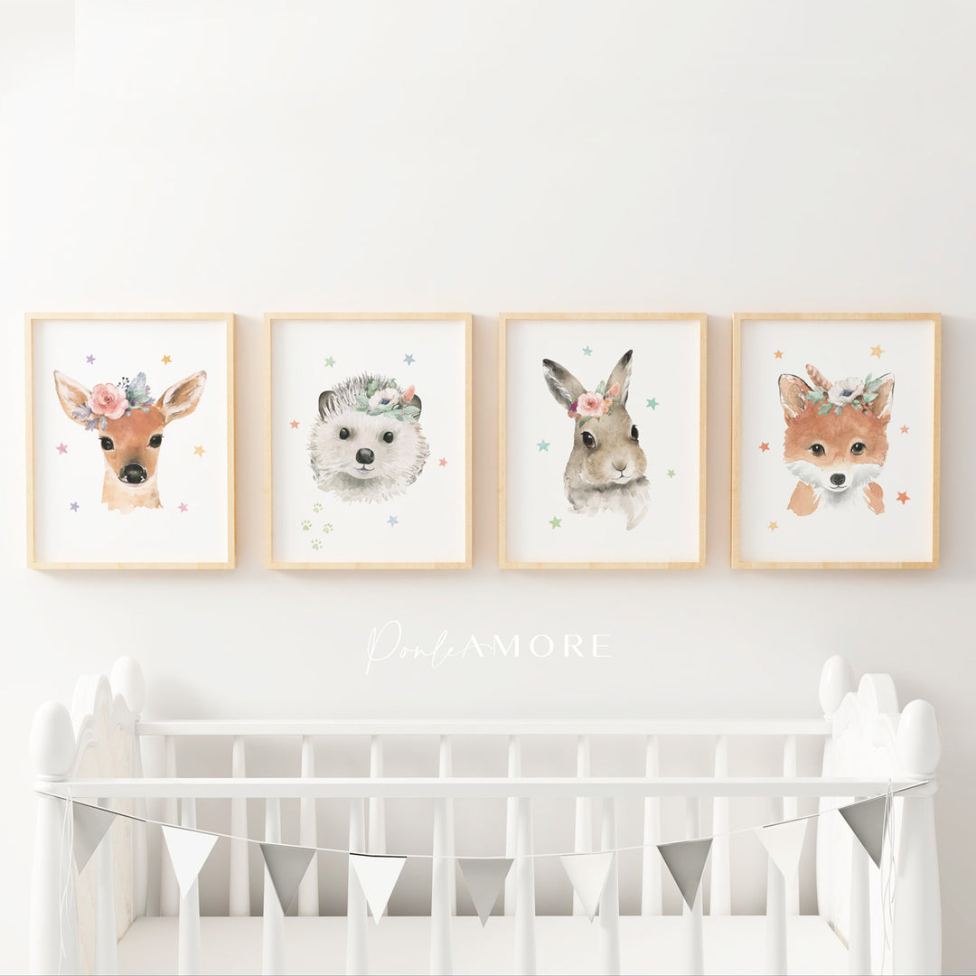 ▷ Pack de 6 Láminas Decorativas de Animales de la Selva para Niña